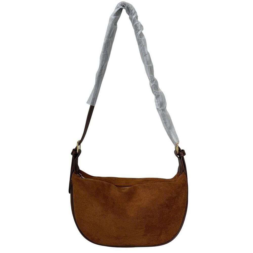 Cahres & Heka Vegan Faux Suede Tan Shoulder Bag W/Extra Strap New Without Tags